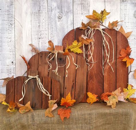 Pallet Wood Pumpkins Autumn Fall Decor Thanksgiving Halloween Set Of