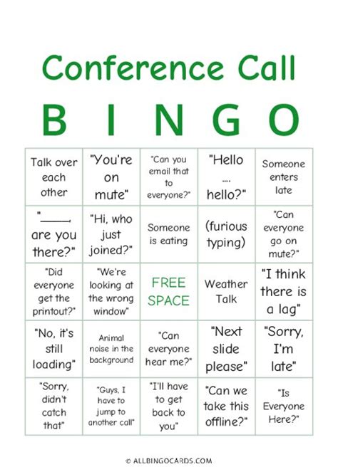 Conference Call Bingo