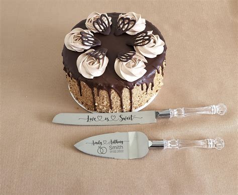 Wedding Cake Server Set Personalized Engraved Cake Server Set Etsy