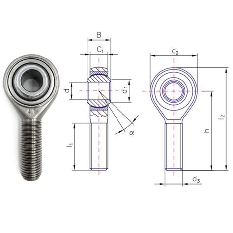 Snodo Maschio Sx Passo 10x125 Foro 10mm Filetto M10 X 125 Foromm 100