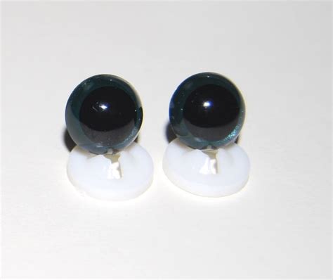 Pack Of 1 Pair 10mm Dark Grey Glass Like Eyes With Plastic Backs