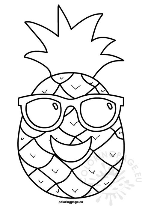 Pineapple With Sunglasses Coloring Page