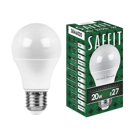 Лампа светодиодная LED 20вт Е27 теплый артикул SBA6020 SAFFIT - купить ...