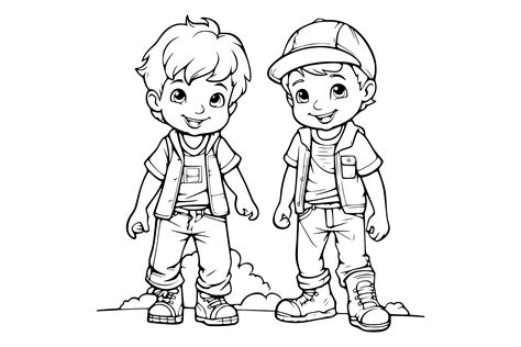 Little Boys Coloring Page For Kids Graphic By Mycreativelife · Creative