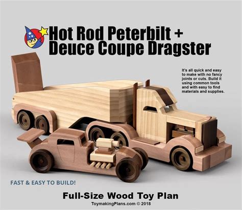 Hot Rod Peterbilt Deuce Coupe Dragster Wood Toy Plans And Etsy Wooden