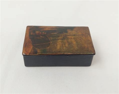 Victorian Papier Mache Snuff Box With Shipping Scene Sally Antiques