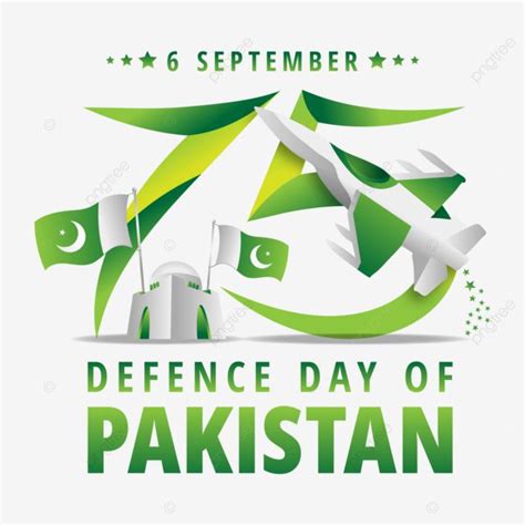 6-Sep Vector PNG Images, 6 September 75th Defence Day Of Pakistan Typography With Transparent ...