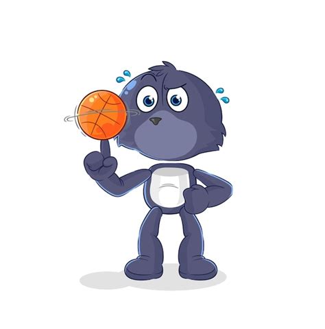 Sceau Jouant Au Vecteur De Dessin Animé De Mascotte De Ballon De Basket