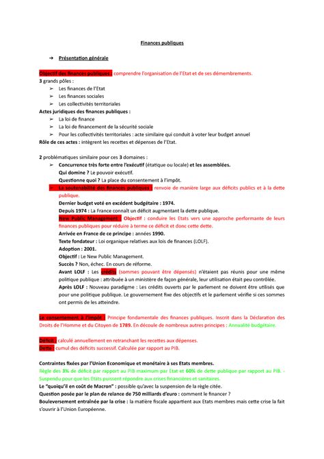 finances publiques fiches finances publiques  generale