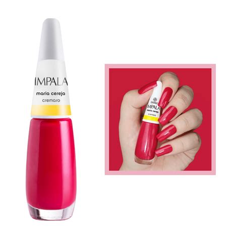 Esmalte Impala Maria Cereja Cremoso Vermelho Longa Dura O Gabeauty