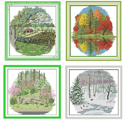 Suburban Four Seasons Pattern Counted Cross Stitch Ct Ct Cross