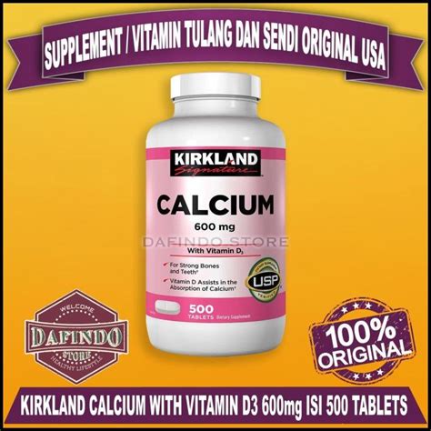 Jual Kirkland Signature Calcium 600 Mg With Vitamin D3 500 Tablets