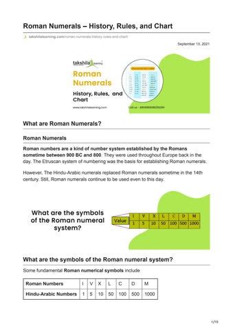 Roman Numerals - History, Rules, and Roman Numerals Chart 1 to 100 by Online_Education - Issuu