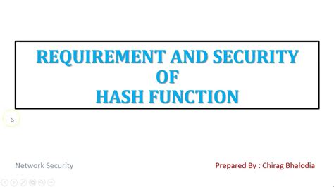 What Is Security Requirement Of Hash Function In Cryptography Youtube