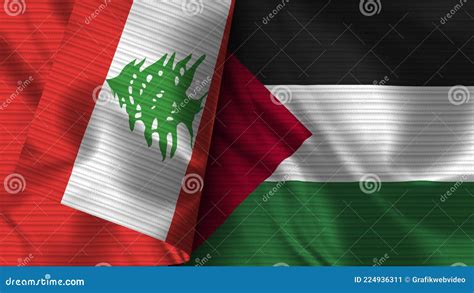 Palestine Vs Lebanon Lebanese Smoke Flags Placed Side By Side Thick