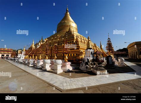 The Golden Shwezigon Pagoda Most Famous Temple In Bagan Myanmar