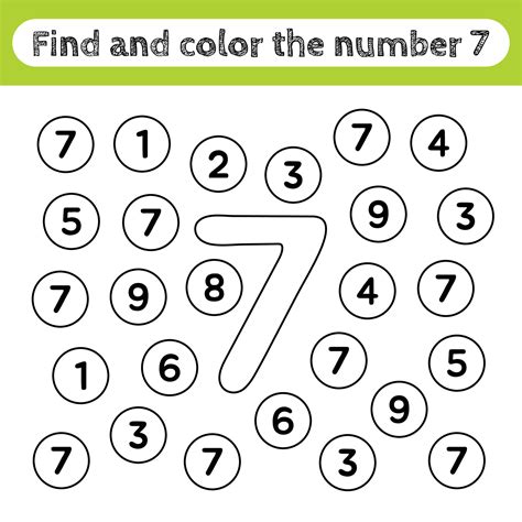 Learning Worksheets For Kids Find And Color Numbers Educational Game