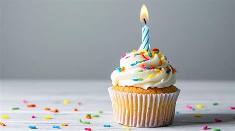 Premium Photo Cupcake With Lit Candle