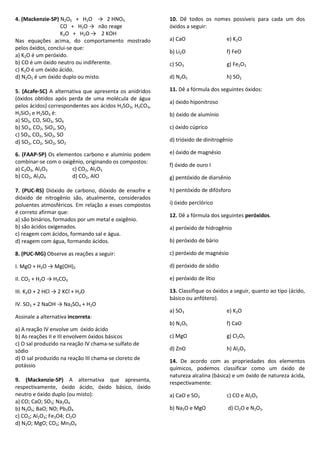 Lista De Exercicios Xidos Pdf