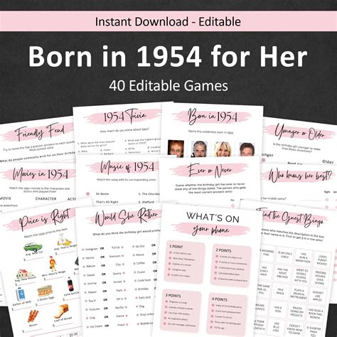 70th Birthday Games For Women 70th Birthday Party Games For Her Born In