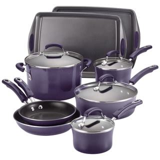 Rachael Ray Hard Enamel 12-piece Purple Gradient Cookware Set with Bakeware