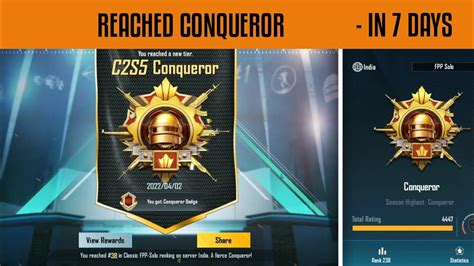 Finally I Reached Conqueror In Solo Fpp Reach Conqueror C2S5 YouTube