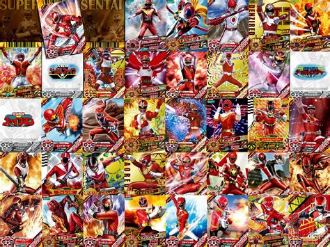 Red and White Sentai: All Super Sentai Red Ranger in Dice O Card Wallpaper