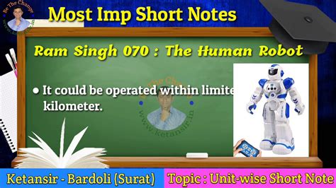 Std English Unit Short Note Ramsingh The Human Robot By