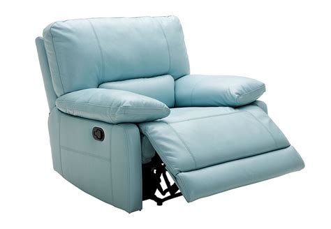 Light Blue Leather Reclining Sofa Baci Living Room