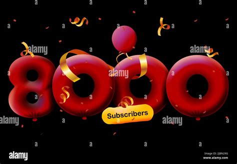 Banner With 8k Followers Thank You In Form Of 3d Red Balloons And