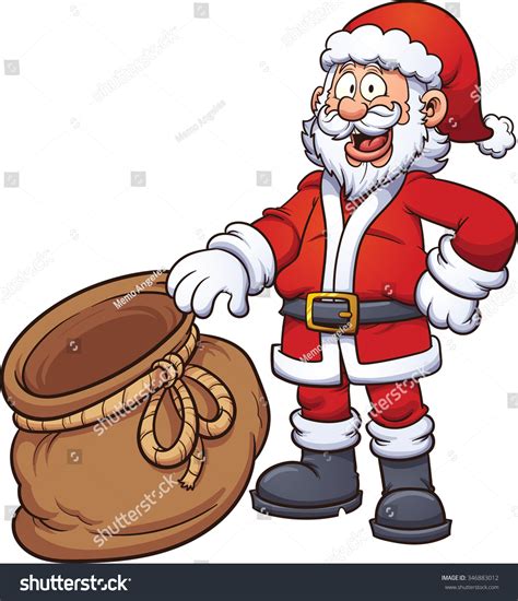 Santa Claus Holding An Open Bag Vector Clip Art Illustration With