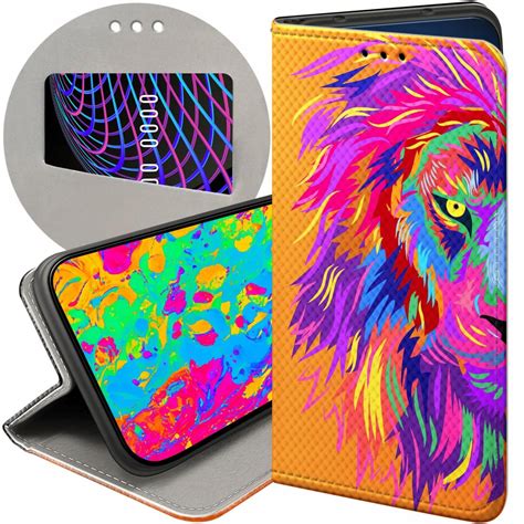 ETUI Z KLAPKĄ DO LG Q6 G6 FIT WZORY NEONOWE NEON JASKRAWE FUTERAŁ