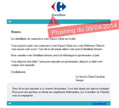 Exemples De Phishing Emails Frauduleux Ou Faux Emails Carrefour Banque