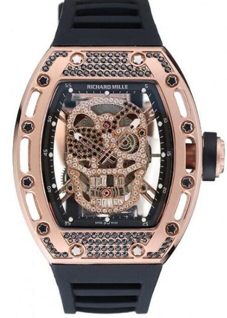 Richard Mille Rm Tourbillon Skull Rose Gold With Black Diamonds