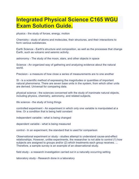 Integrated Physical Science C165 WGU Exam Solution Guide Etsy