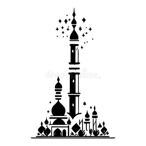 Minaret Icon Hand Draw Black Ramadhan Logo Symbol Perfect Stock Vector
