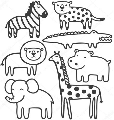 Group Of Animals Clipart Black And White