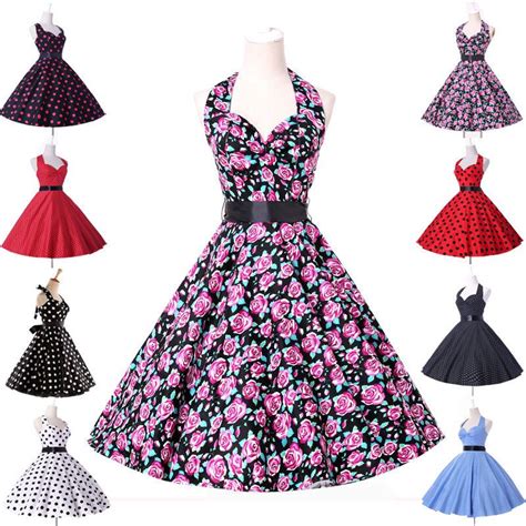 8 Style Vintage Rockabilly Polka Dots Retro Swing 50s 60s Pinup Housewife Dress Vintage Swing