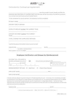 Fillable Online Orthodontic Contractual Agreement Fax Email Print