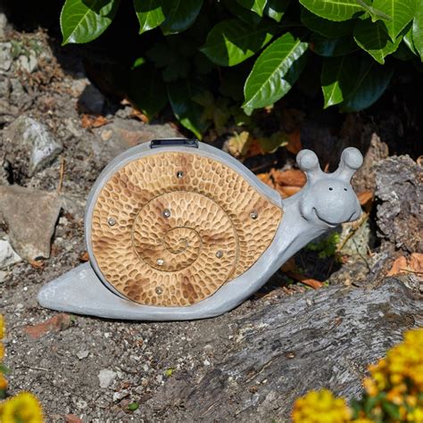 Solar Woodstone Led Snail Decoration