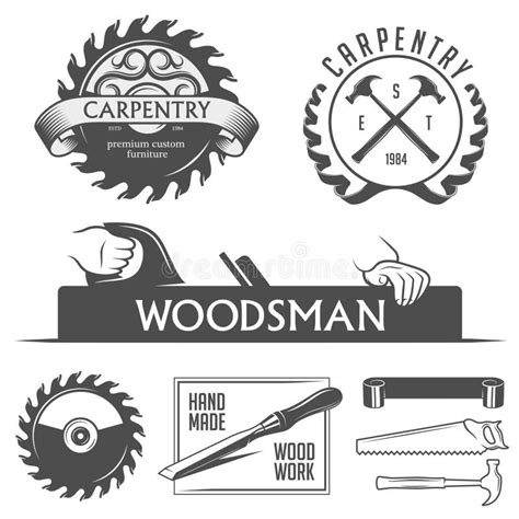 Vintage Carpentry Emblems Stock Vector Illustration Of Carpenter