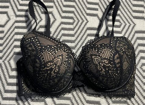 Bras N Things Nude Black Lace Push Up Bra Size Dd Gem