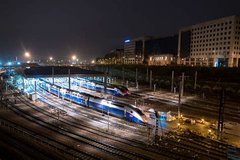 HD wallpaper: paris, france, train, yard, sncf, tgv, illuminated, night ...