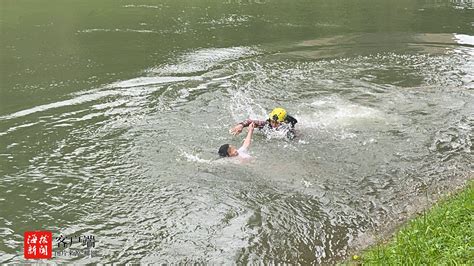 儋州一女子跳水轻生 消防“飞扑”下水救人