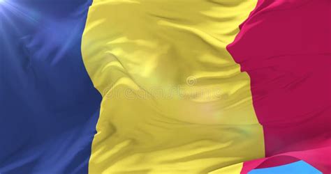 Chadian Flag Waving At Wind With Blue Sky Loop Stock Video Video Of