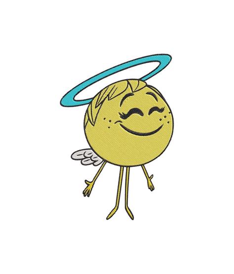 Angel The Emoji Movie Filled Embroidery Design Instant Download