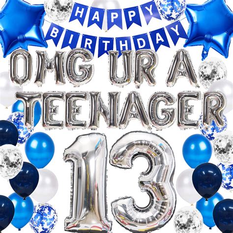 Buy 13th Birthday Decorations Blue for Boys, OMG UR A Teenager 13th ...