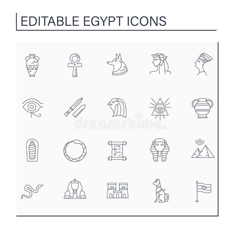 Egypt line icons set stock vector. Illustration of civilization - 248930378