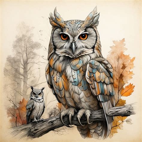 Autumn Owl Art Print Free Stock Photo Public Domain Pictures