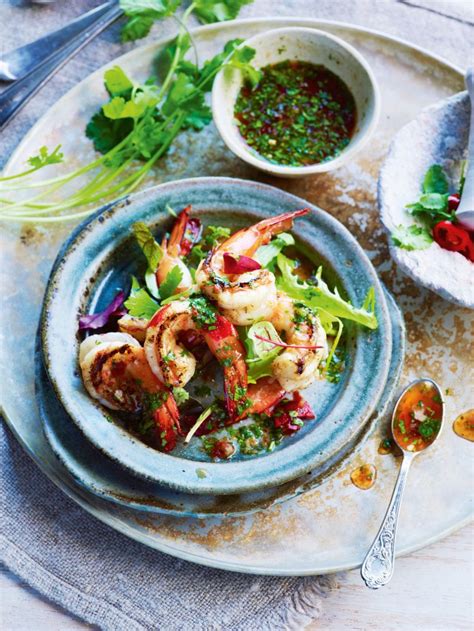 Charred Lemongrass And Lime Prawns With Spicy Coriander Dressing